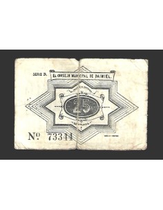 DAIMIEL (Ciudad Real) 25 céntimos,  15 de julio  de 1937  2