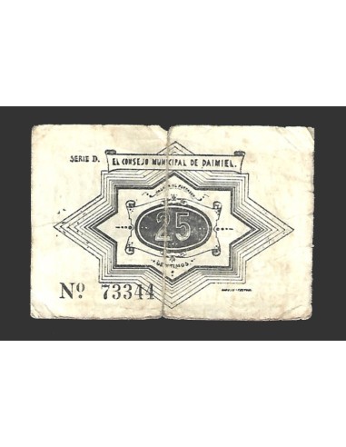 DAIMIEL (Ciudad Real) 25 céntimos,  15 de julio  de 1937 
