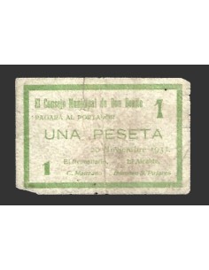 DON BENITO (Badajoz) 1 peseta,  20 de noviembre  de 1937 