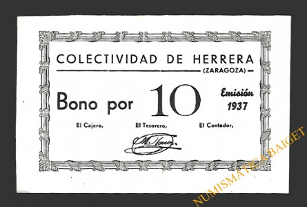 HERRERA (Zaragoza) 10 céntimos, 1937 