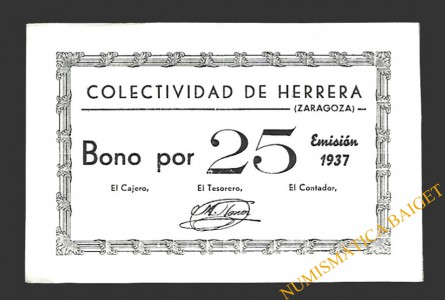 HERRERA (Zaragoza) 25 céntimos, 1937 