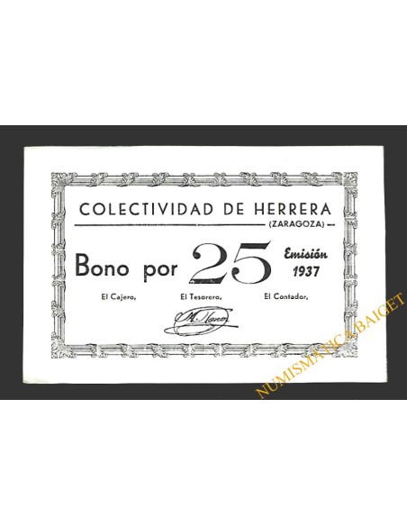 HERRERA (Zaragoza) 25 céntimos, 1937 