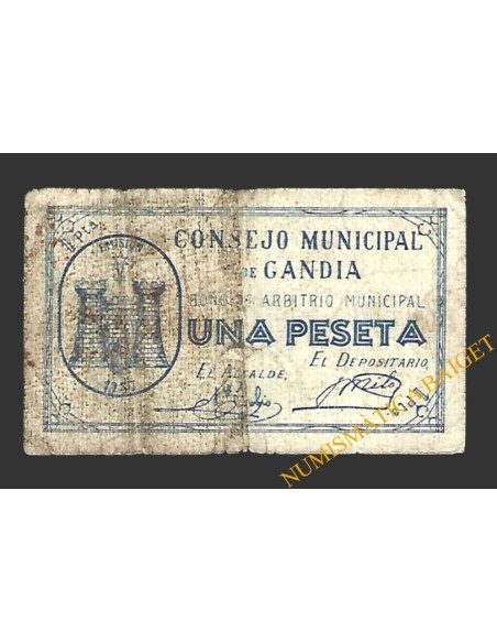 GANDIA (Valencia) 1 peseta, 1937 