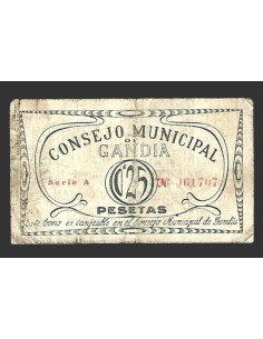 GANDIA (Valencia) 0'25 pesetas, 1937  2