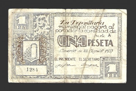 GRAUS (Huesca) 1 peseta, 28 de agosto de 1937 