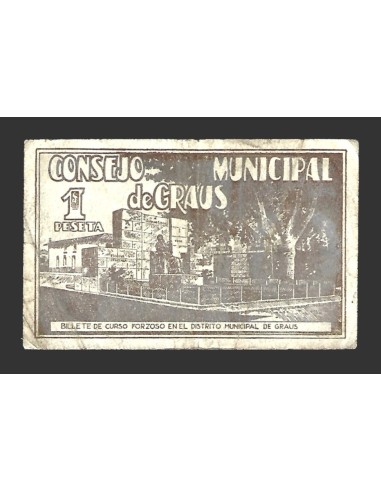 GRAUS (Huesca) 1 peseta, 28 de agosto de 1937 