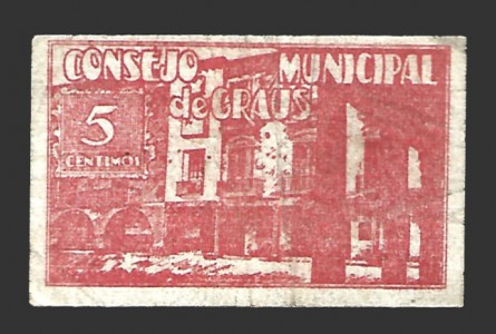 GRAUS (Huesca) 5 céntimos, 28 de agosto de 1937 