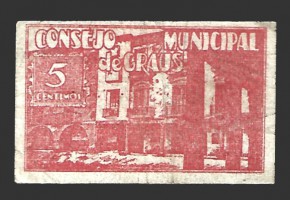 GRAUS (Huesca) 5 céntimos, 28 de agosto de 1937 