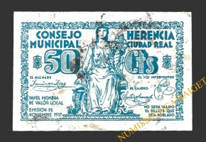 HERENCIA (Ciudad Real) 50 céntimos, noviembre de 1937 
