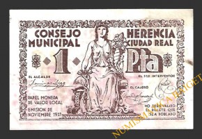 HERENCIA (Ciudad Real) 1 peseta, noviembre de 1937 