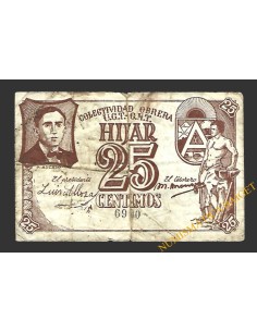 HIJAR (Teruel) 25 céntimos, 1937 