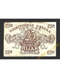 HIJAR (Teruel) 25 céntimos, 1937  2