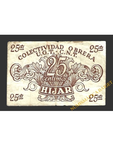 HIJAR (Teruel) 25 céntimos, 1937 
