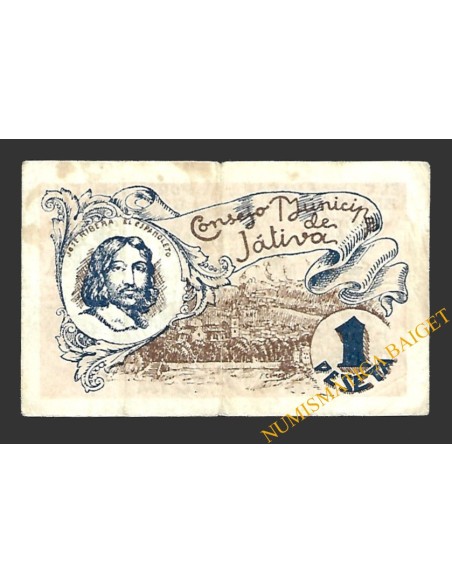 JÁTIVA (Valencia) 1 peseta, 5 de junio de 1937 