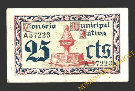 JÁTIVA (Valencia) 25 céntimos, 5 de junio de 1937 
