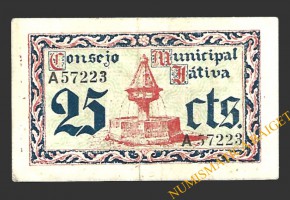 JÁTIVA (Valencia) 25 céntimos, 5 de junio de 1937 