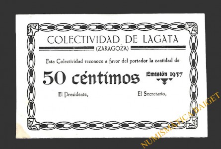 LAGATA (Zaragoza) 50 céntimos, 1937 