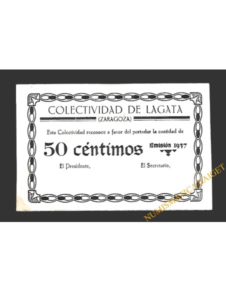LAGATA (Zaragoza) 50 céntimos, 1937 