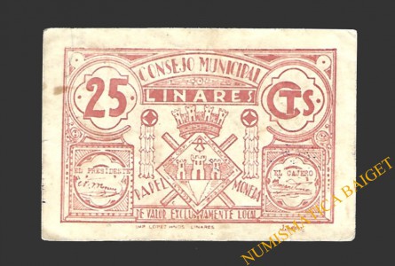 LINARES (Jaén) 25 céntimos, 1937