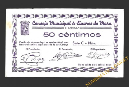 LINARES DE MORA (Teruel) 50 céntimos, 1937