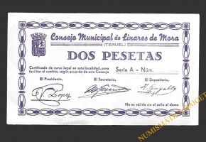 LINARES DE MORA (Teruel) 2 pesetas, 1937