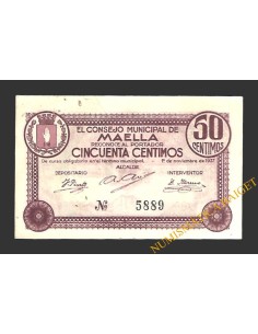 MAELLA (Zaragoza) 50 céntimos, 1 de noviembre de 1937