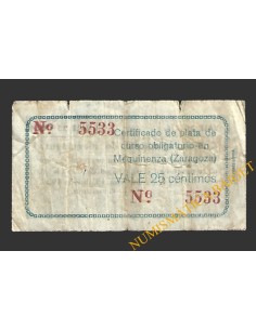 MEQUINENZA (Zaragoza) 25 céntimos, 15 de abril de 1937 2