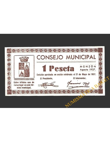 MONZÓN (Huesca) 1 peseta, agosto de 1937