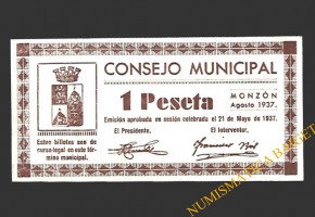 MONZÓN (Huesca) 1 peseta, agosto de 1937