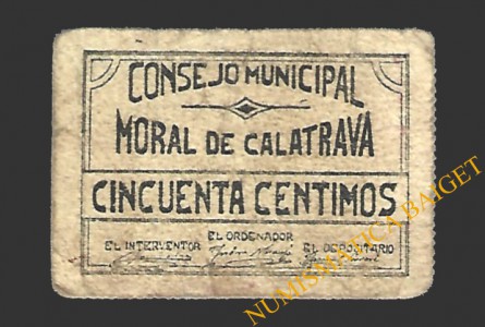 MORAL DE CALATRAVA (Ciudad Real) 50 céntimos 1937