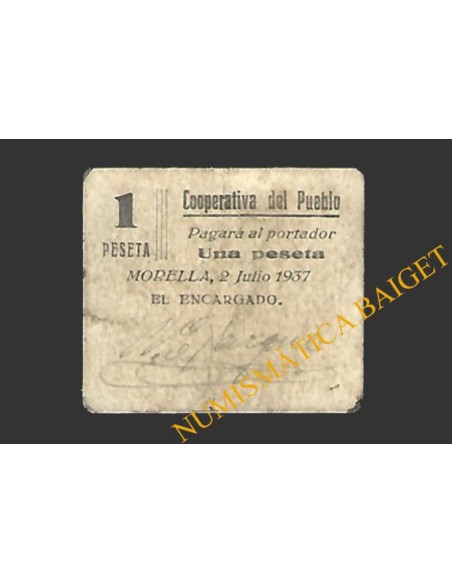 MORELLA (Castellón) 1 peseta 2 de julio de 1937