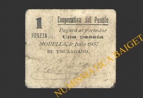 MORELLA (Castellón) 1 peseta 2 de julio de 1937