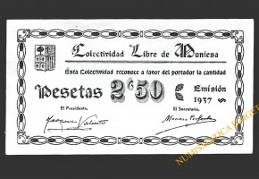 MUNIESA (Teruel) 2'50 pesetas 1937