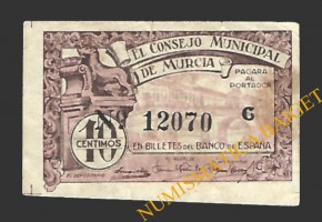 MURCIA 10 céntimos, agosto de  1937