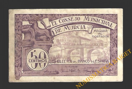 MURCIA 50 céntimos, agosto de  1937