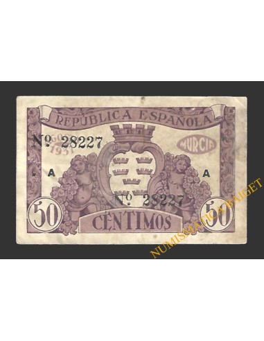 MURCIA 50 céntimos, agosto de  1937