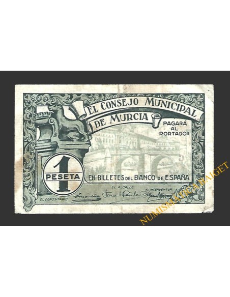 MURCIA 1 peseta, agosto de 1937