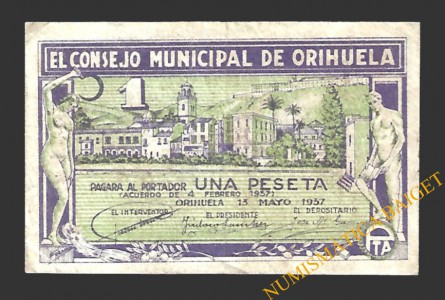ORIHUELA (Alicante), 1 peseta, 13 de mayo de 1937
