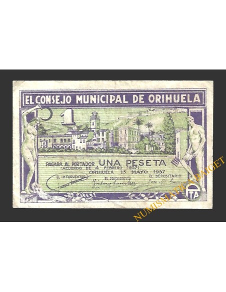 ORIHUELA (Alicante), 1 peseta, 13 de mayo de 1937