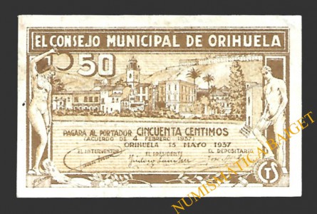 ORIHUELA (Alicante), 50 céntimos, 13 de mayo de 1937