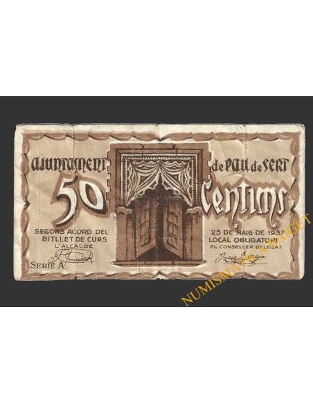 PAU DE  SUERT (Girona) 50 cèntims 25 de maig del 1937