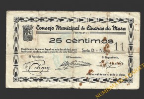 LINARES DE MORA (Teruel) 25 céntimos, 1937