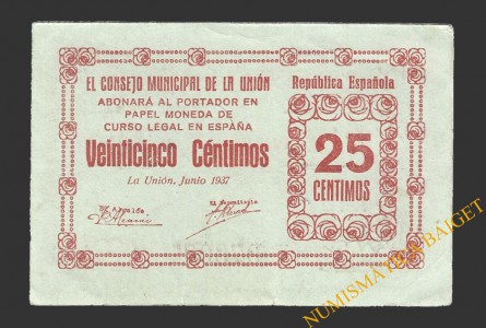 UNION, LA (Murcia), 25 céntimos junio de 1937