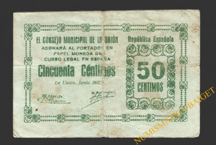 UNION, LA (Murcia),50 céntimos junio de 1937