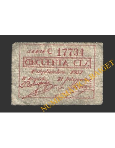 PUERTOLLANO (Ciudad Real), 50 céntimos, 1 de septiembre de 1937