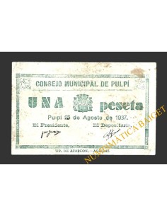 PULPÍ (Almeria), 1 peseta, 25 de agosto de 1937