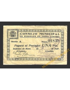 RUBIELOS DE MORA  (Teruel), 1 peseta, 18 de julio de 1937
