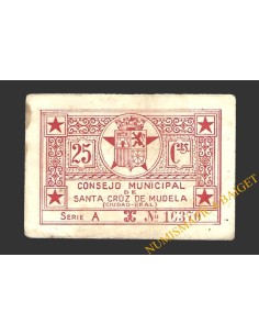 SANTA CRUZ DE MUDELA (Ciudad Real), 25 céntimos, 1937