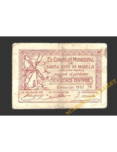 SANTA CRUZ DE MUDELA (Ciudad Real), 25 céntimos, 1937 2