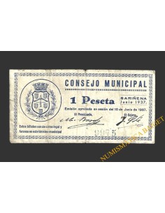 SARIÑENA (Huesca), 1 peseta, julio de 1937